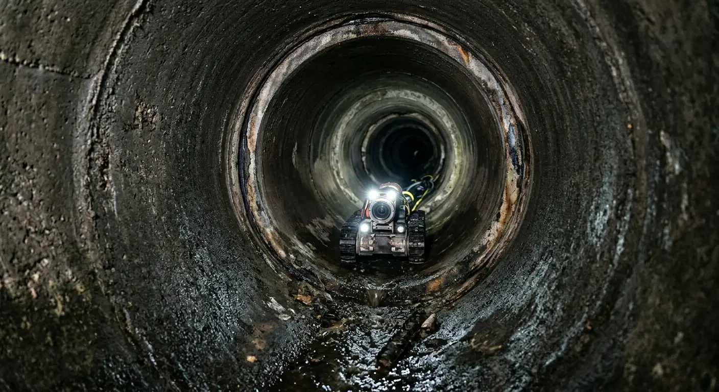 Robotic sewer camera inspecting pipe interior for Drain Snake Service in Ashburn